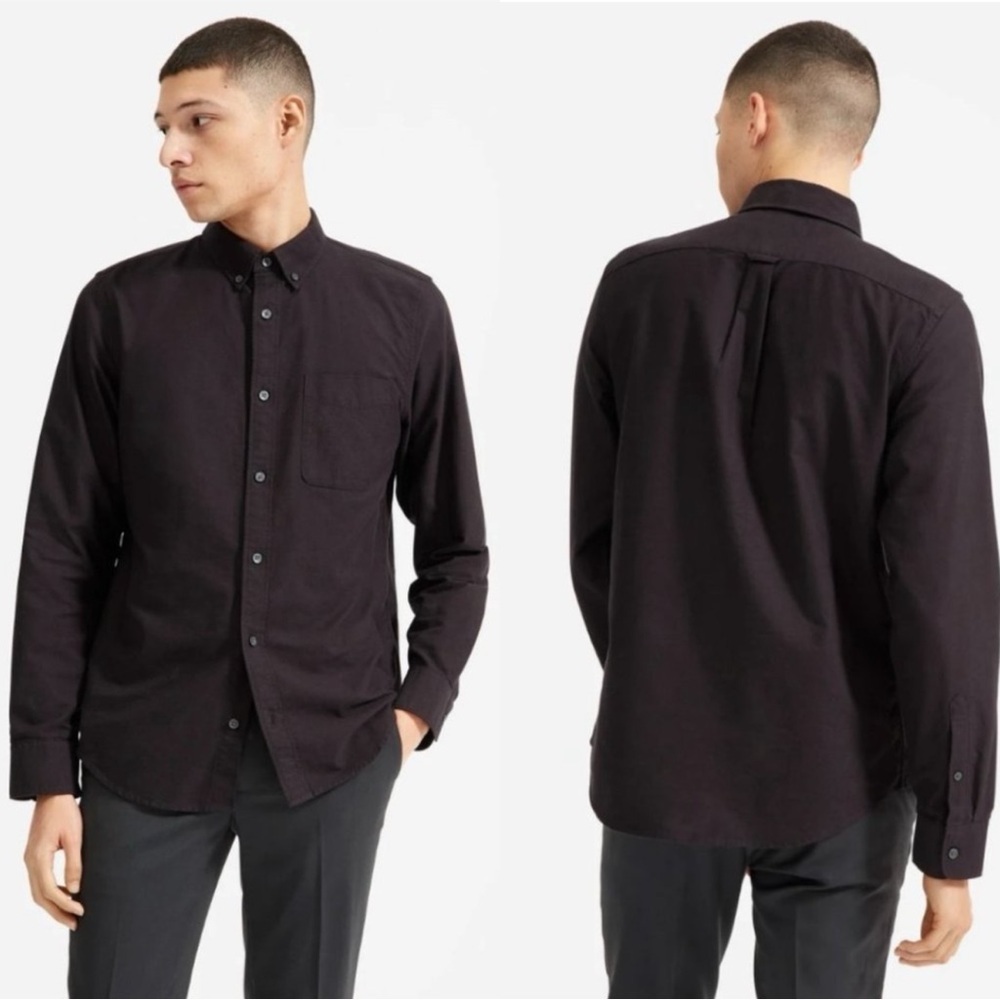 EVERLANE Men’s Uniform Cotton Pocket Long Sleeve Button Up Top Shirt